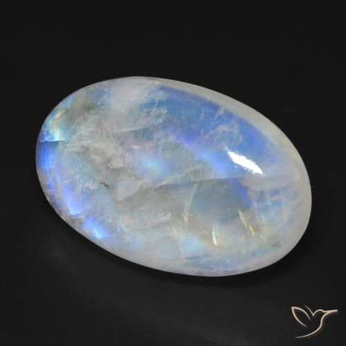 Pedra da Lua Arco-Íris Branco azulado Natural 23.30ct, oval, Opaco