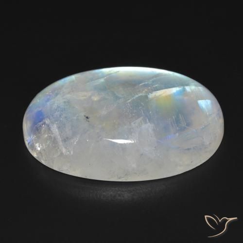 Pedra da Lua Arco-Íris Branco azulado Natural 23.30ct, oval, Opaco