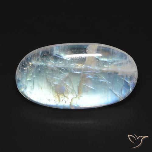 Pedra da lua arco-íris branco natural 10,62ct, corte oval, transparente