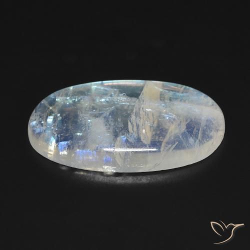 Pedra da lua arco-íris branco natural 10,62ct, corte oval, transparente