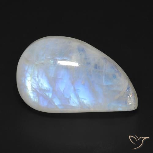 15.63ct Natural Branco azulado Pedra da Lua Arco-Íris, Chique, Transparente
