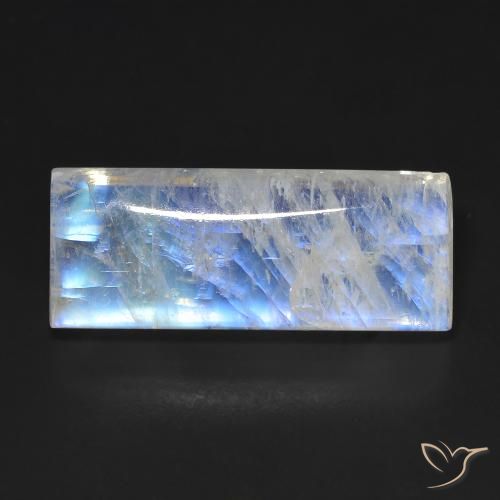 14.66ct Natural Branco azulado Pedra da Lua Arco-Íris, baguete, Transparente