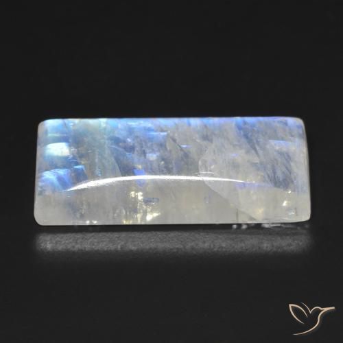 Pedra da Lua Arco-Íris Branco azulado Natural 14.66ct, baguete, Transparente