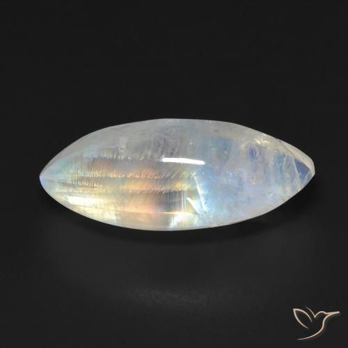 9.75ct Natural Branco azulado Pedra da Lua Arco-Íris, Marquesa, Transparente