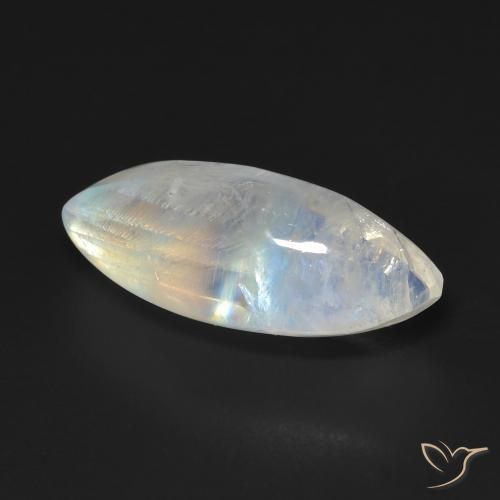 Pedra da Lua Arco-Íris Branco azulado Natural 9.75ct, Marquesa, Transparente