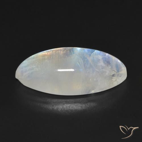 Pedra da Lua Arco-Íris Branco azulado Natural 9.75ct, Marquesa, Transparente