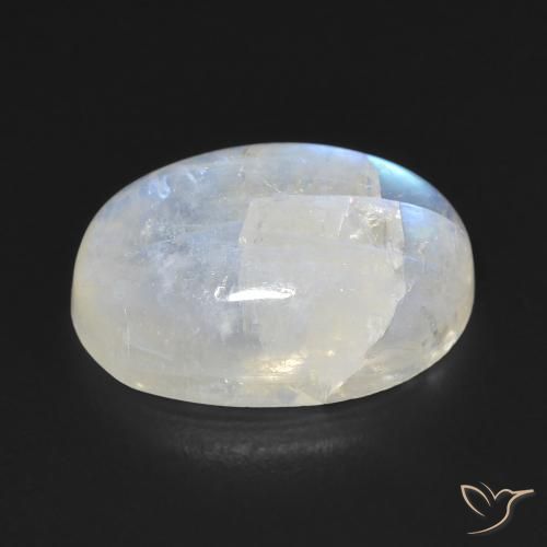 Pedra da Lua Arco-Íris Branco azulado Natural 10.75ct, oval, Transparente