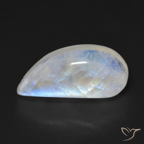 9.04ct Natural Branco azulado Pedra da Lua Arco-Íris, Chique, Transparente
