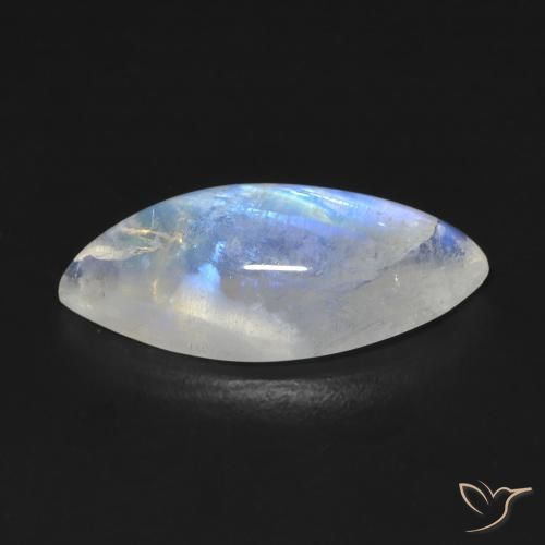 Pedra da Lua Arco-Íris Branco azulado Natural 7.19ct, Marquesa, Transparente