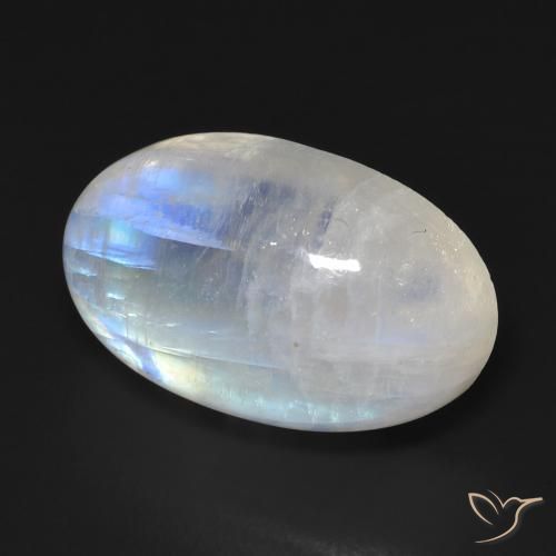 Pedra da Lua Arco-Íris Branco azulado Natural 14.73ct, oval, Transparente