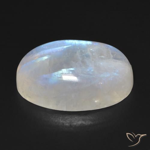 Pedra da Lua Arco-Íris Branco azulado Natural 14.73ct, oval, Transparente