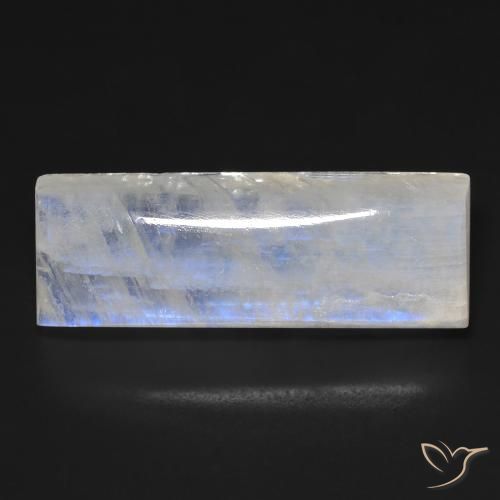 28.52ct Natural Branco azulado Pedra da Lua Arco-Íris, baguete, Transparente