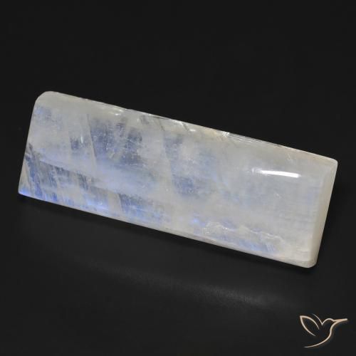 Pedra da Lua Arco-Íris Branco azulado Natural 28.52ct, baguete, Transparente