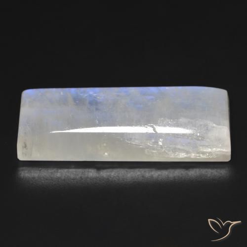 Pedra da Lua Arco-Íris Branco azulado Natural 28.52ct, baguete, Transparente