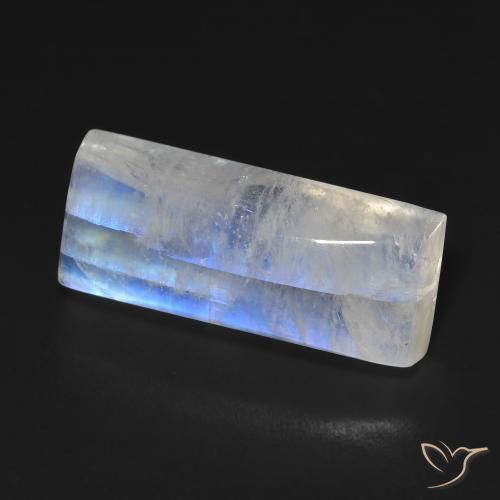 Pedra da Lua Arco-Íris Branco azulado Natural 14.85ct, baguete, Transparente