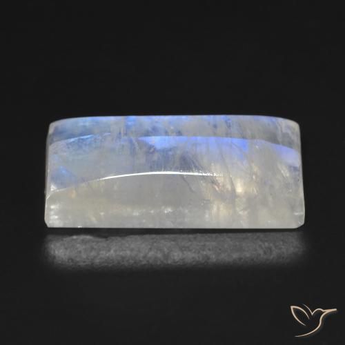 Pedra da Lua Arco-Íris Branco azulado Natural 14.85ct, baguete, Transparente