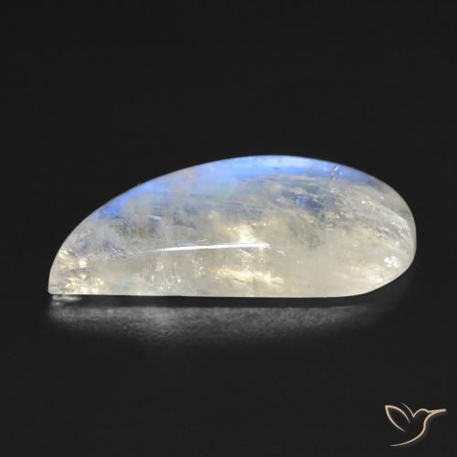 Pedra da Lua Arco-Íris Branco azulado Natural 7.16ct, Chique, Transparente
