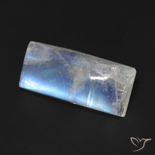 Pedra da Lua Arco-Íris Branco azulado Natural 5.90ct, baguete, Transparente
