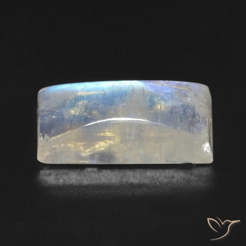 Pedra da Lua Arco-Íris Branco azulado Natural 5.90ct, baguete, Transparente