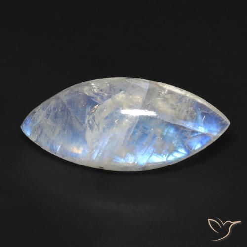 12.95ct Natural Branco azulado Pedra da Lua Arco-Íris, Marquesa, Transparente