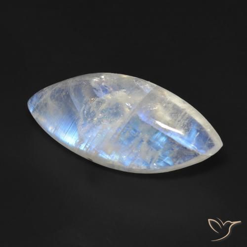 Pedra da Lua Arco-Íris Branco azulado Natural 12.95ct, Marquesa, Transparente