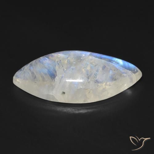 Pedra da Lua Arco-Íris Branco azulado Natural 12.95ct, Marquesa, Transparente