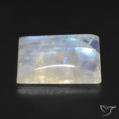 Pedra da Lua Arco-Íris Branco azulado Natural 17.69ct, baguete, Transparente