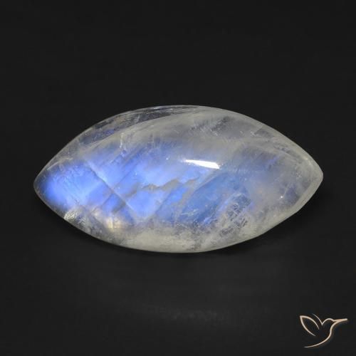 10.53ct Natural Branco azulado Pedra da Lua Arco-Íris, Marquesa, Transparente