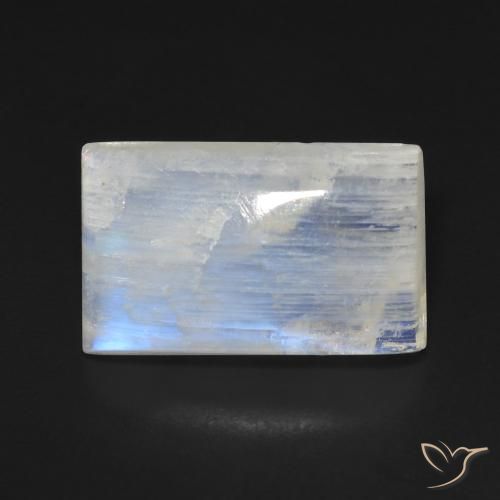 10.02ct Natural Branco azulado Pedra da Lua Arco-Íris, baguete, Transparente