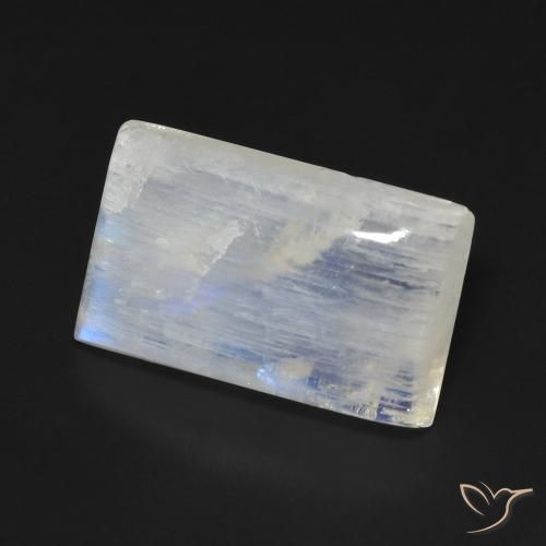 Pedra da Lua Arco-Íris Branco azulado Natural 10.02ct, baguete, Transparente