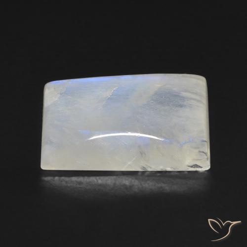 Pedra da Lua Arco-Íris Branco azulado Natural 10.02ct, baguete, Transparente