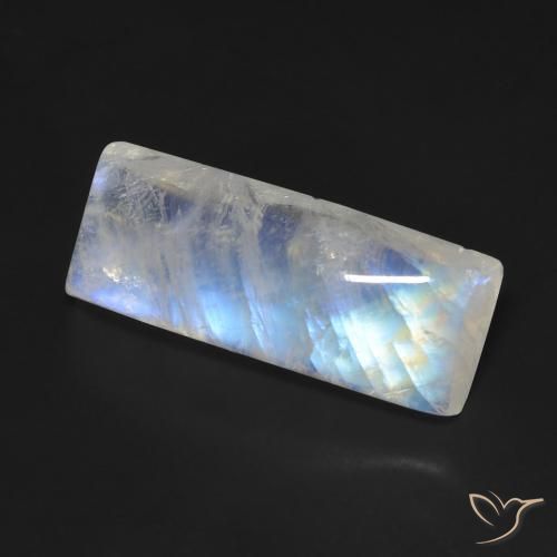 Pedra da Lua Arco-Íris Branco azulado Natural 11.09ct, baguete, Transparente