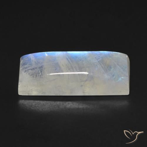 Pedra da Lua Arco-Íris Branco azulado Natural 11.09ct, baguete, Transparente