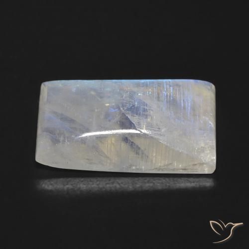 Pedra da Lua Arco-Íris Branco azulado Natural 11.68ct, baguete, Transparente