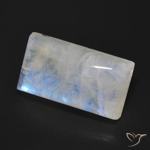 Pedra da Lua Arco-Íris Branco azulado Natural 15.37ct, baguete, Transparente