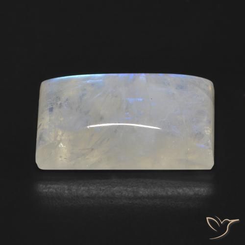 Pedra da Lua Arco-Íris Branco azulado Natural 15.37ct, baguete, Transparente