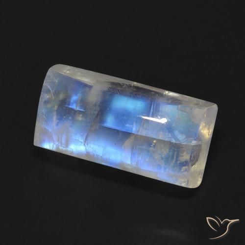 Pedra da Lua Arco-Íris Branco azulado Natural 7.06ct, baguete, Transparente