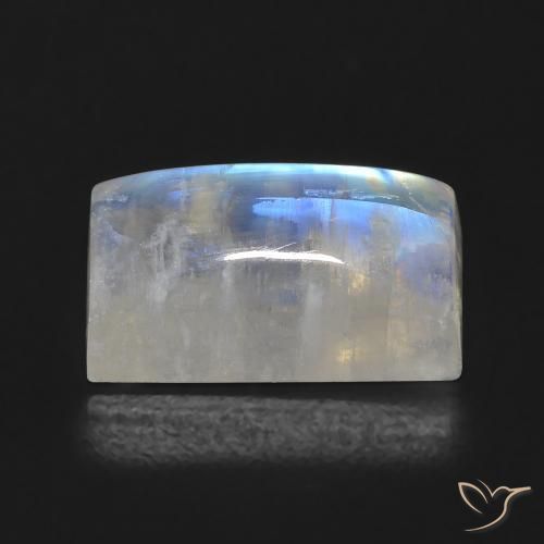 Pedra da Lua Arco-Íris Branco azulado Natural 7.06ct, baguete, Transparente