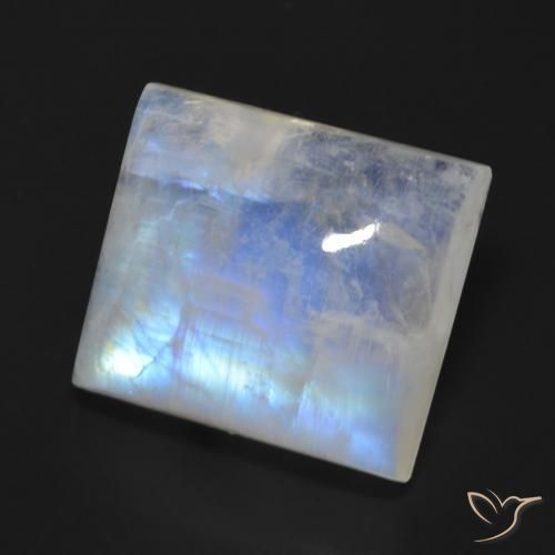 Pedra da Lua Arco-Íris Branco azulado Natural 13.64ct, baguete, Transparente
