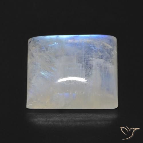 Pedra da Lua Arco-Íris Branco azulado Natural 13.64ct, baguete, Transparente