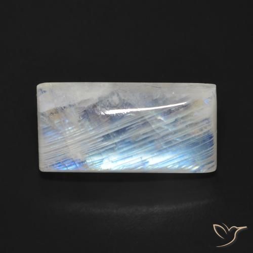 9.27ct Natural Branco azulado Pedra da Lua Arco-Íris, baguete, Transparente