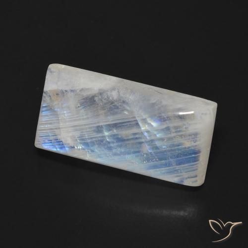 Pedra da Lua Arco-Íris Branco azulado Natural 9.27ct, baguete, Transparente