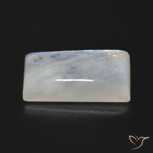 Pedra da Lua Arco-Íris Branco azulado Natural 9.27ct, baguete, Transparente