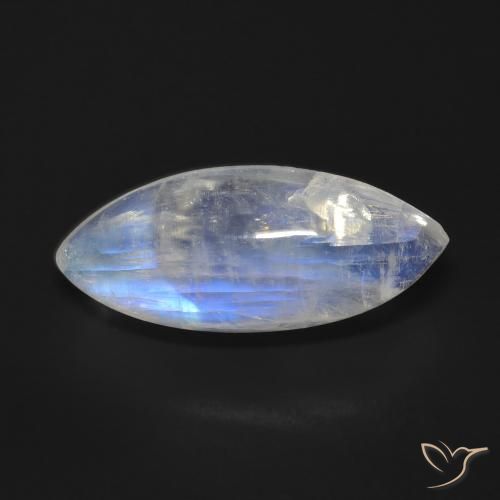 9.27ct Natural Branco azulado Pedra da Lua Arco-Íris, Marquesa, Transparente