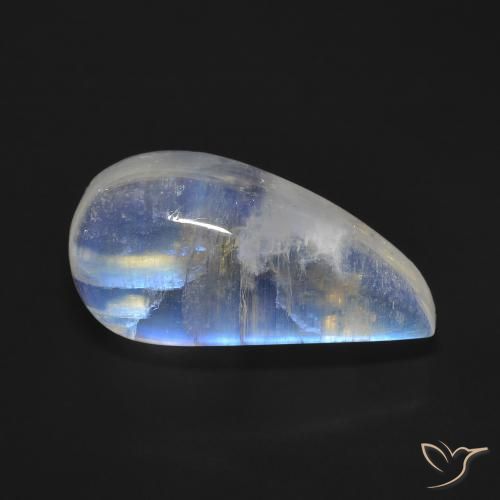10.59ct Natural Branco azulado Pedra da Lua Arco-Íris, Chique, Transparente