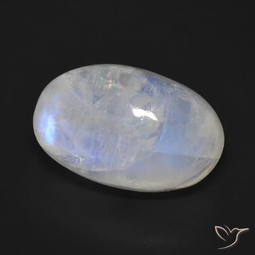 Pedra da Lua Arco-Íris Branco azulado Natural 19.49ct, oval, Opaco
