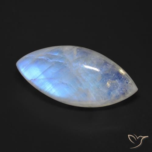 Pedra da Lua Arco-Íris Branco azulado Natural 24.44ct, Marquesa, Transparente