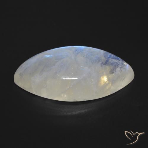 Pedra da Lua Arco-Íris Branco azulado Natural 24.44ct, Marquesa, Transparente