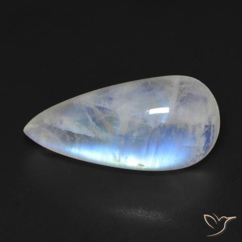 8.48ct Natural Branco azulado Pedra da Lua Arco-Íris, Formato de pêra, Transparente