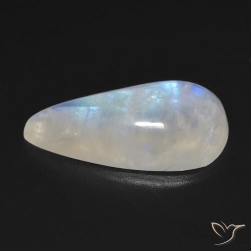 Pedra da Lua Arco-Íris Branco azulado Natural 8.48ct, Formato de pêra, Transparente